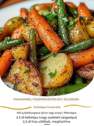 Fokhagymás-fűszeres sült zöldségek