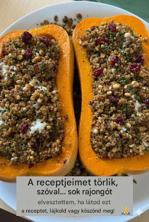 Vegán töltött sütőtök vadrizzsel és áfonyával