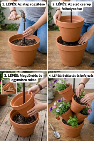 🌿A függőleges trükk: Hogyan rakjunk egymásra terrakotta cserepeket egy látványos kertért