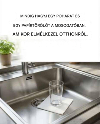 A trükk a mosogatóban lévő pohárral: miért érdemes megtenni, mielőtt elindulsz otthonról.