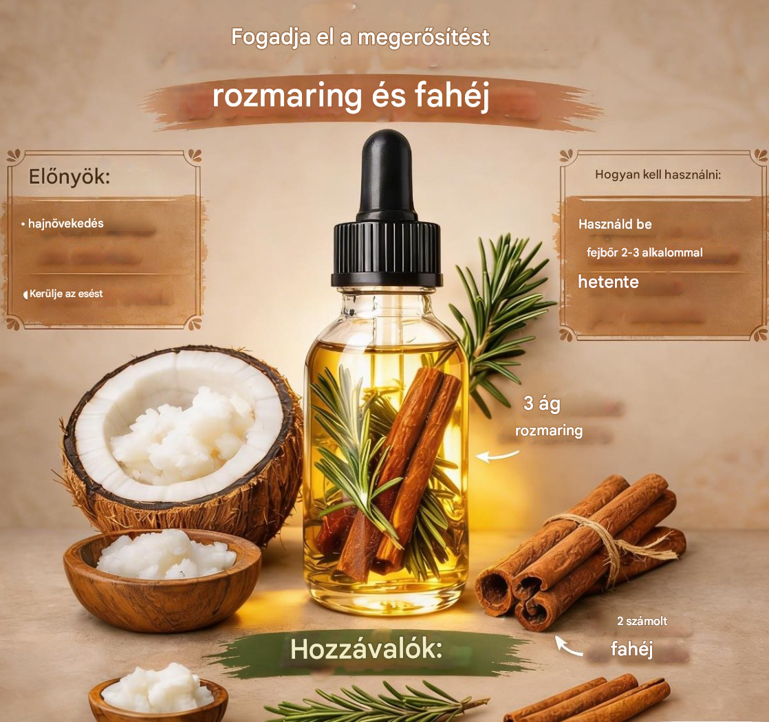 Rozmaring és fahéjolaj a haj erősítésére.